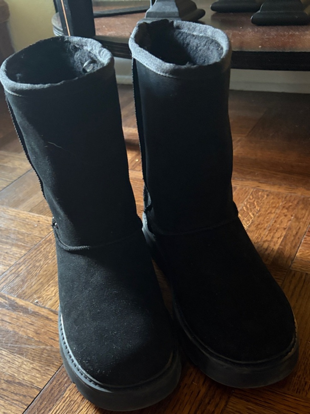 Skechers Women’s Black Suede-like Mid-Calf Cozy Boots